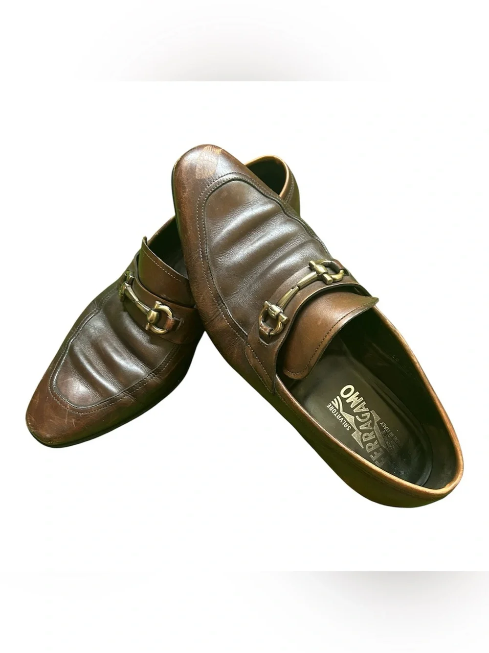 Salvatore Ferragamo Brown Leather Bit-Detail Men’s Loafers